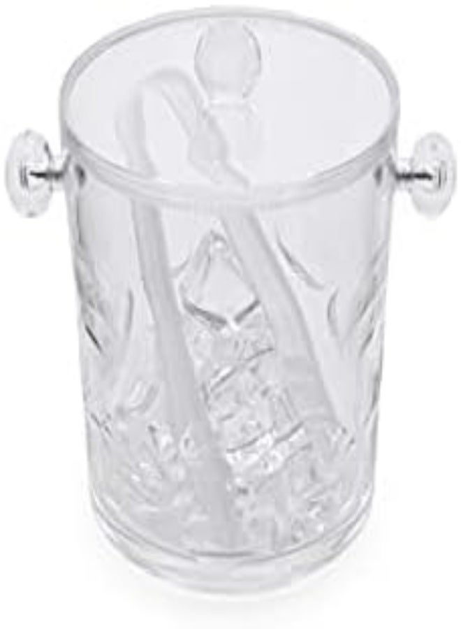 Alhoora 14X14X16Cm Acrylic Clear Ice Bucket With Special Design, Tang, Cover, Handles And Color Box