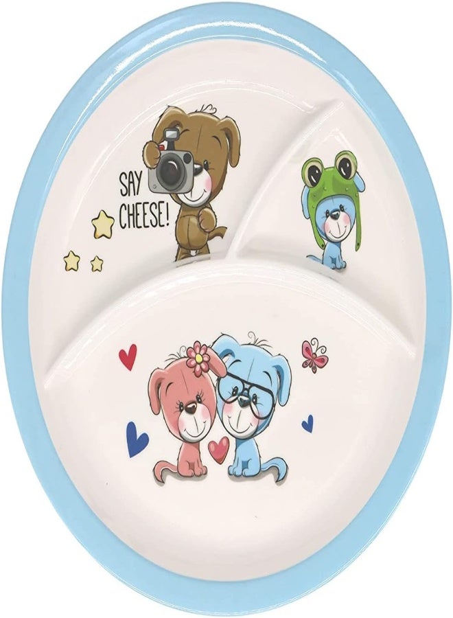 Servewell Melamine Kids Round 3 Part Plate Perfect Shot Design| 28 Cm