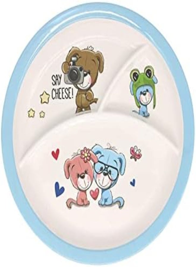 Servewell Melamine Kids Round 3 Part Plate Perfect Shot Design| 28 Cm