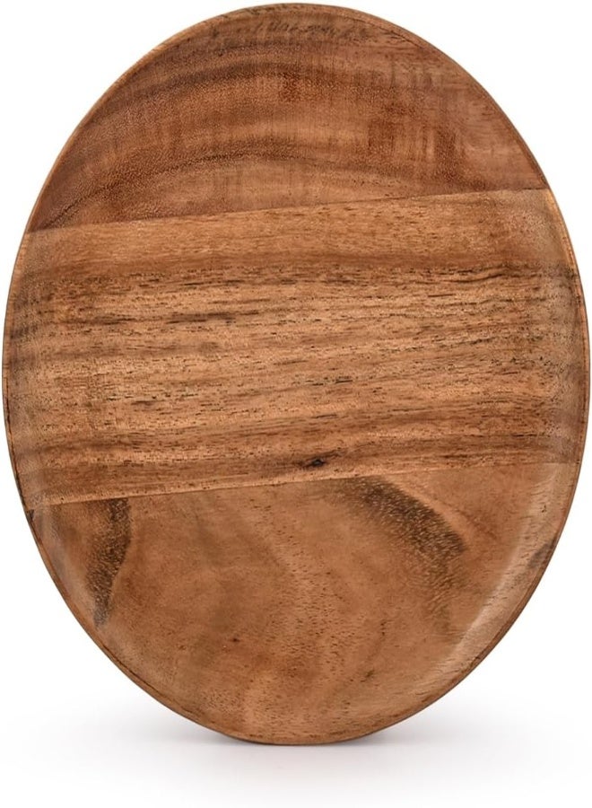 Samhita Acacia Wood Round Wood Plates Set Of 4, Easy Cleaning And Lightweight For Dishes Snack, Dessert.(7