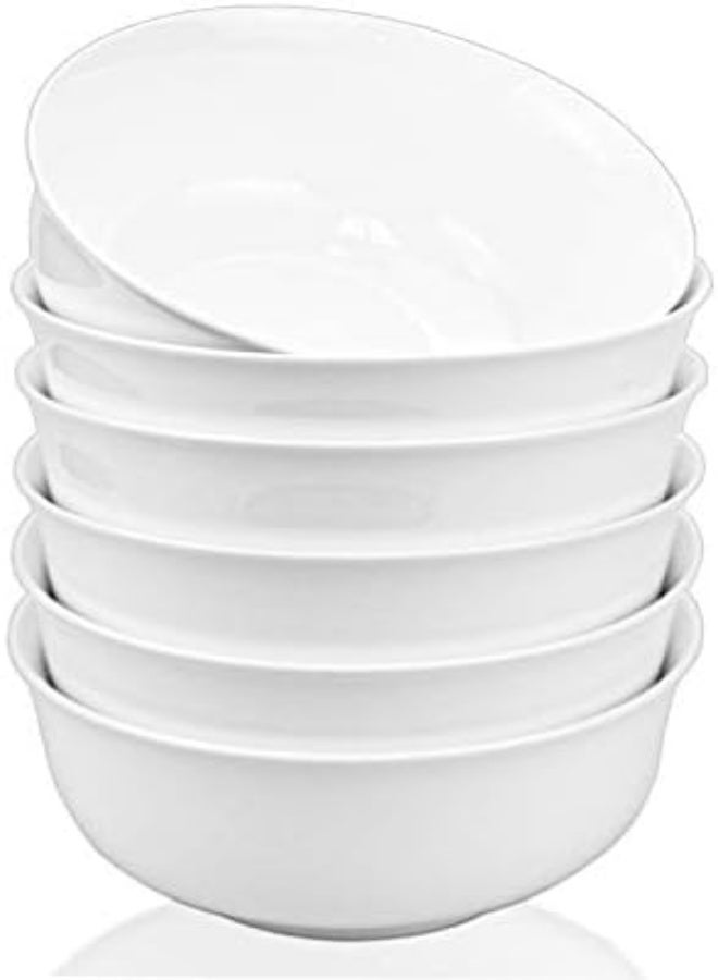 Foraineam 15 Ounce Porcelain Cereal Bowls 5 Inches White Soup Bowl Set For Dinner, Dessert, Salad, Fruit, Small Side Dishes, Set Of 6 30 Ounces White