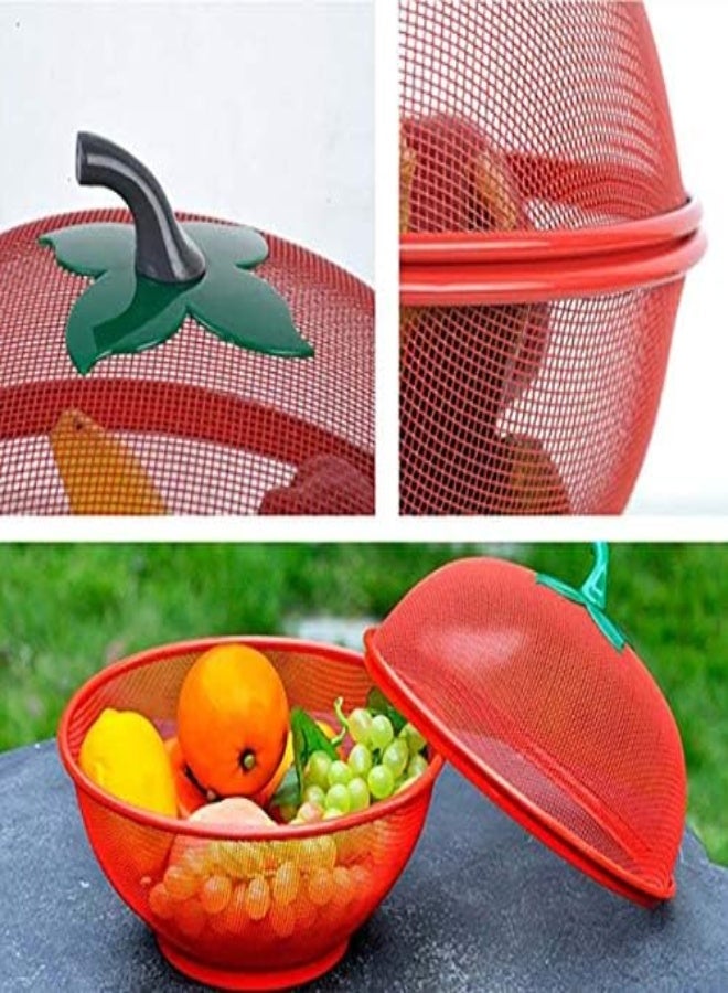 Hk Online 1 Red And 1 Green Apple Mesh Fresh Fruits Basket And Citrus Peeler -Keep Unwanted Pets And Insects Out (1 Red And 1 Green Basket And Peeler)