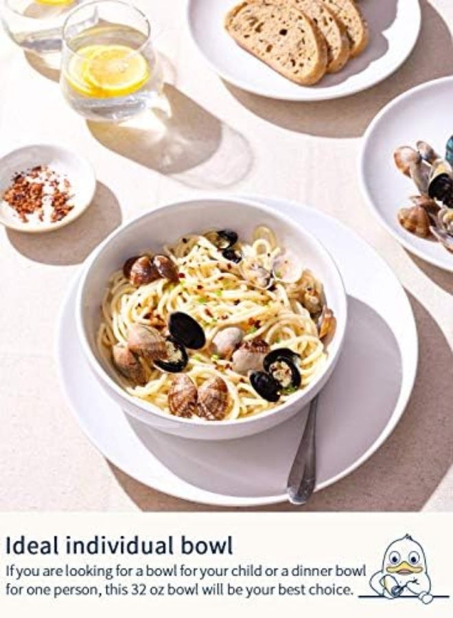 Le Tauci Pasta Bowls 32 Ounce, Large Salad Bowls And Serving Bowls, Soup Bowl, Ceramic Pasta Plates - Set Of 4, White