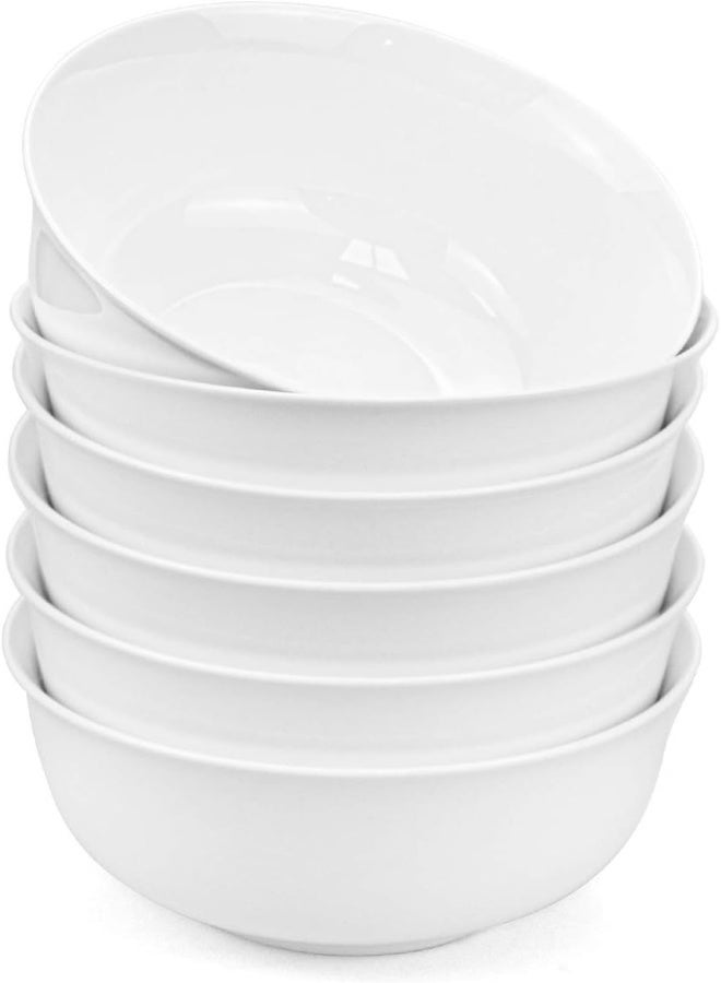 Foraineam 15 Ounce Porcelain Cereal Bowls 5 Inches White Soup Bowl Set For Dinner, Dessert, Salad, Fruit, Small Side Dishes, Set Of 6
