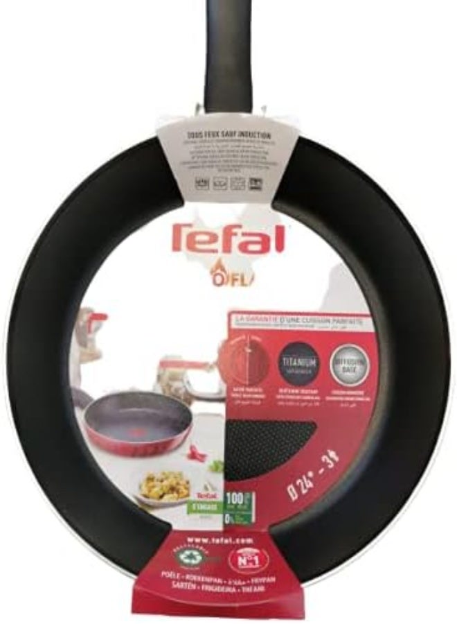 Tefal Frying Pan, G6Tempo Flame 24 Cm Frypan, Non-Stick With Thermo Spot, Red, Aluminium, 2 Years Warranty, C3040483