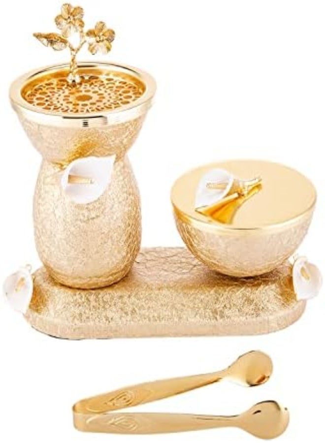 Akdc Majestic Incense Burner - Golden Body, Spiritual Ambiance, Beautifies Living Space L(9Cm) Xw(20Cm) Xh(15Cm) Golden