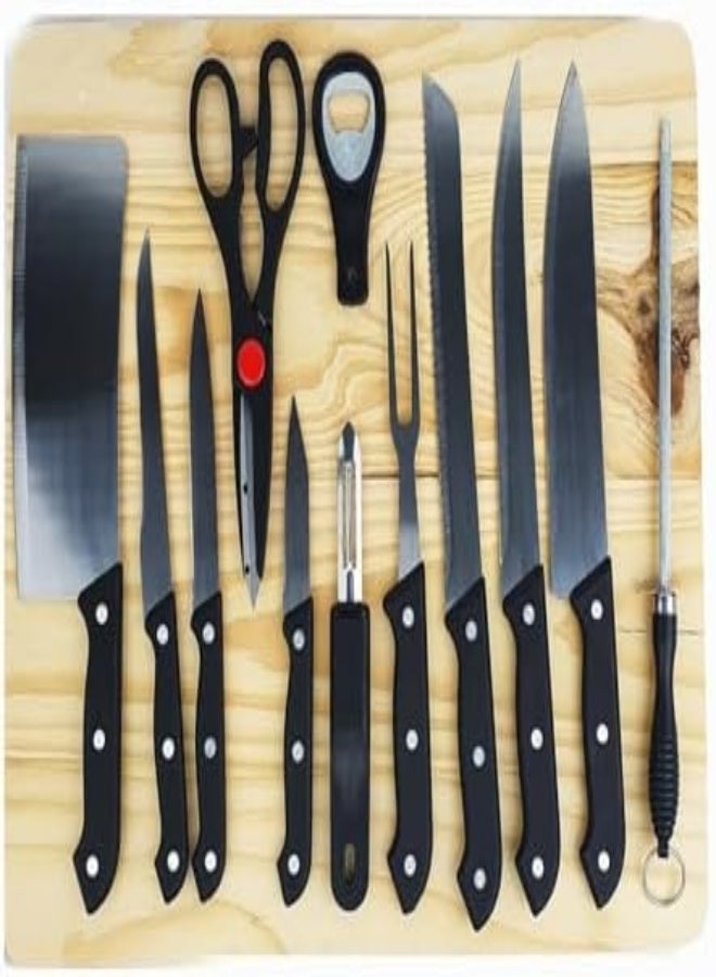 Full Knives Set For Kitchen, 13 Pieces, Multi Color, Stainless Steel Material