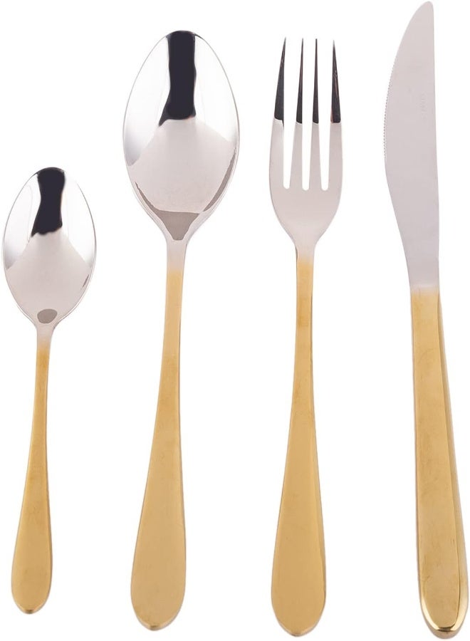 Akdc Two Shaded Rust Free Al Marjan 25 Pcs Cutlery Set For Everyday Use L(14Cm) Xw(14Cm) Xh(26Cm) Silver, Gold