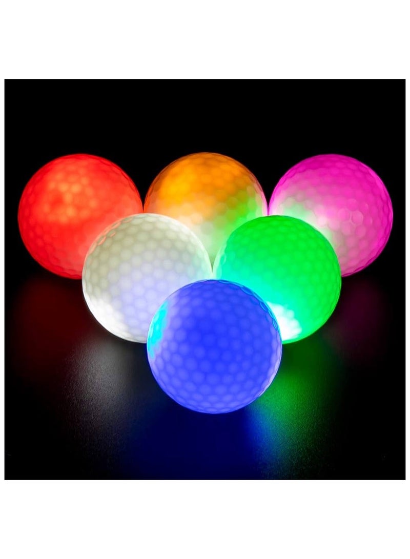 Glow Golf Balls Led Golf Balls Glow in The Dark Golf Balls Flashing Golf Ball Light up Long Lasting Bright Night Sports 6 Colors for Your Choice (6 Pcs)