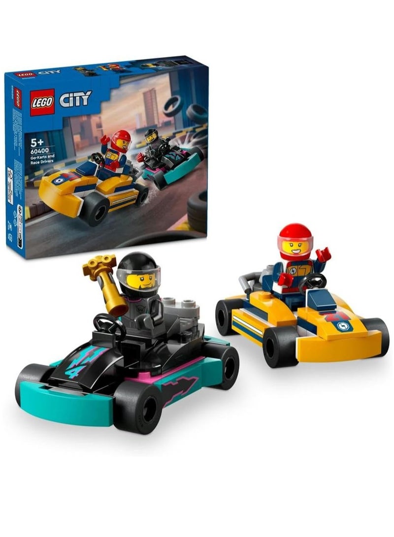 LEGO City Go-Karts and Race Drivers 60400 Building Blocks Toy Car Set (99 Pieces)