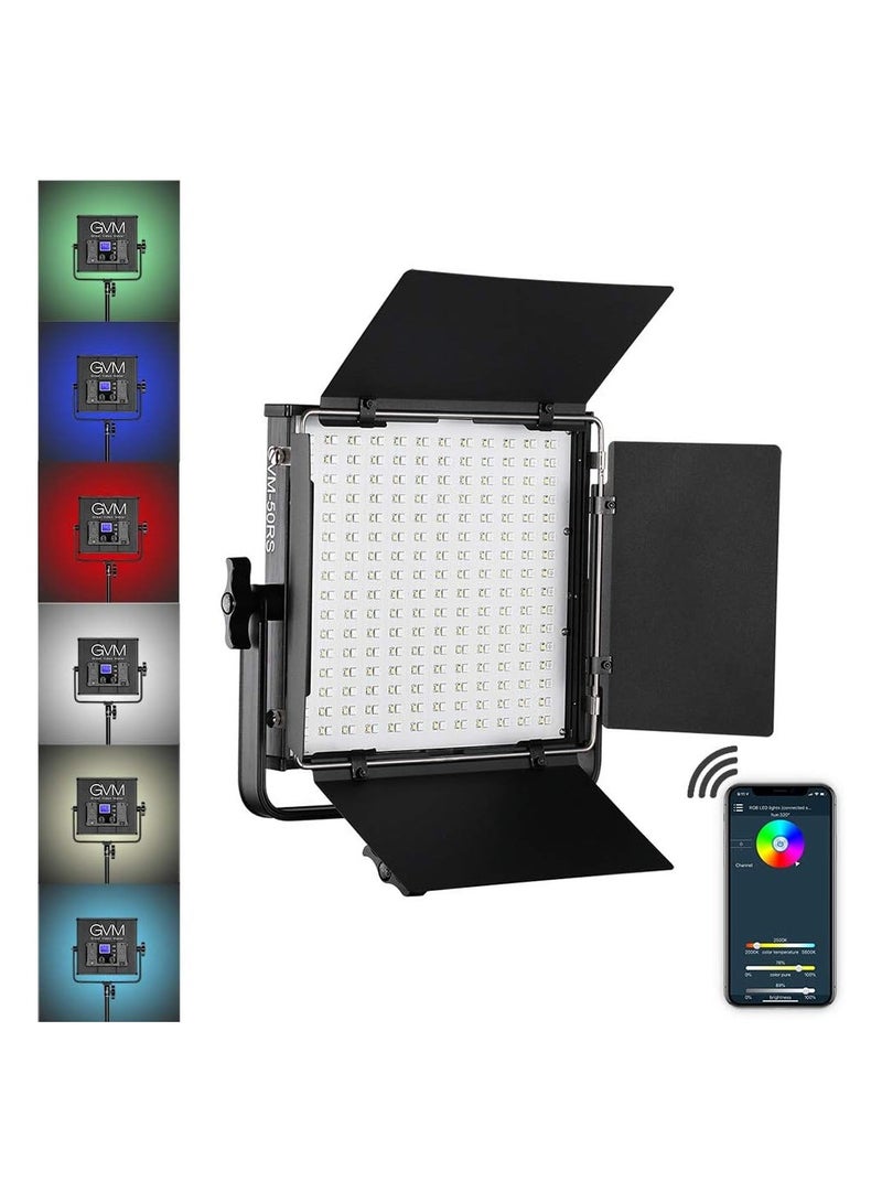 50W RGB LED Video Light Kit with 248 LED Beads, 2700-9999K Color Temperature, U Bracket, APP Control, Ideal for Studio Photography and Video Recording