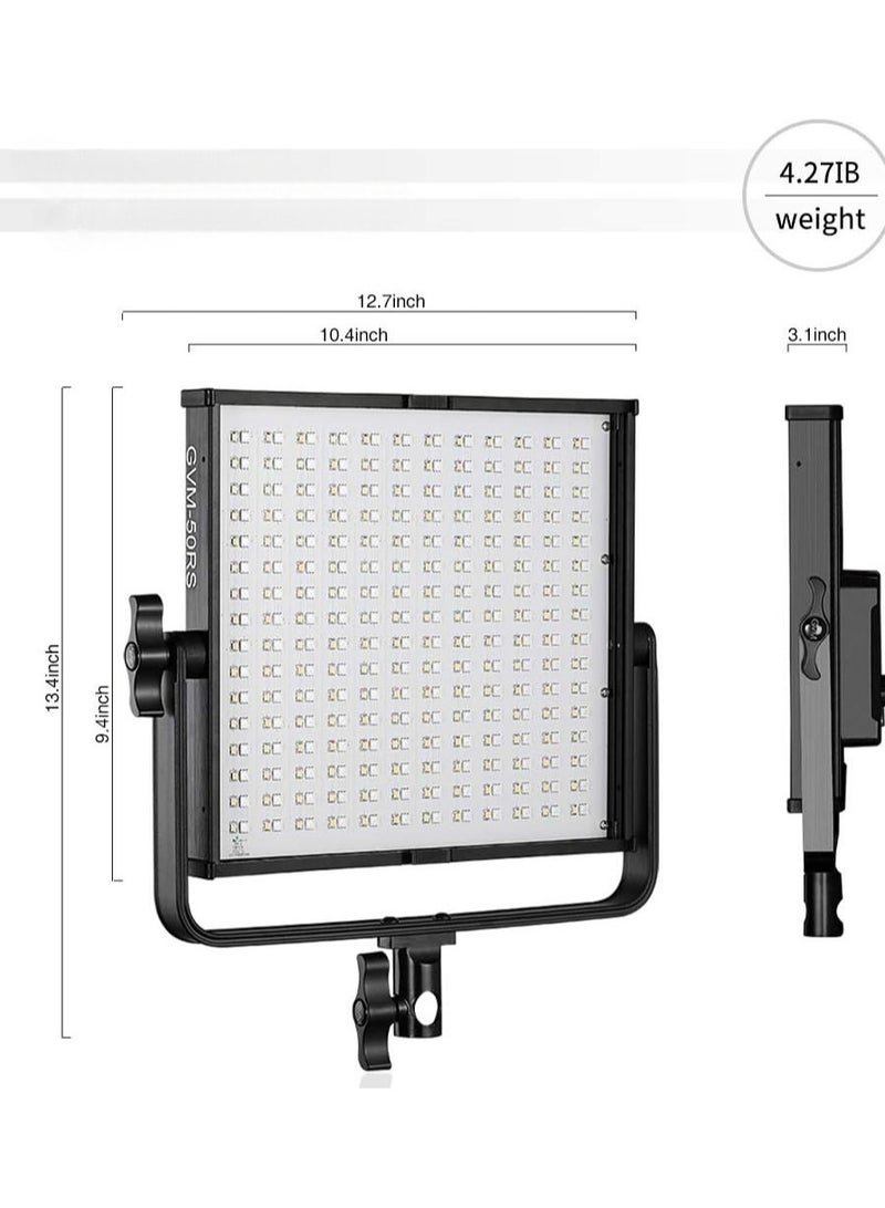 50W RGB LED Video Light Kit with 248 LED Beads, 2700-9999K Color Temperature, U Bracket, APP Control, Ideal for Studio Photography and Video Recording