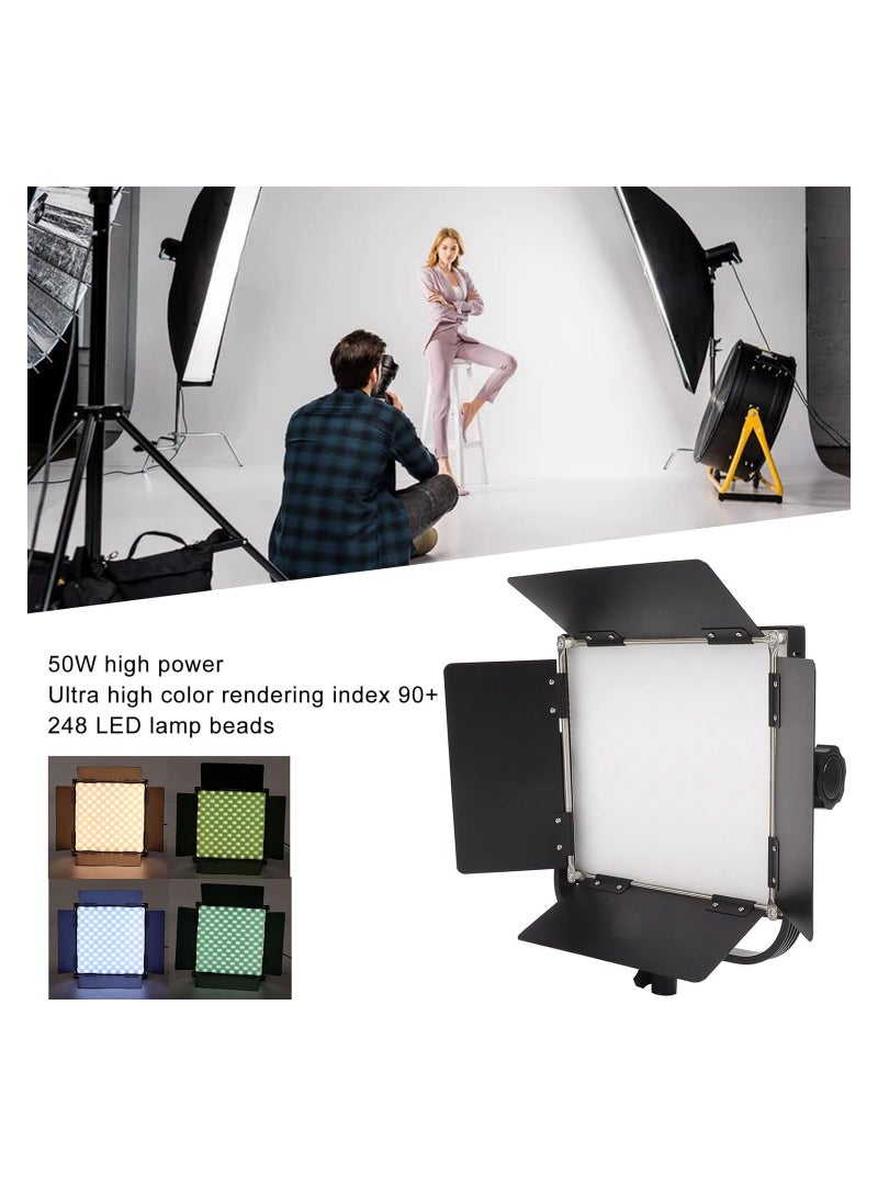 50W RGB LED Video Light Kit with 248 LED Beads, 2700-9999K Color Temperature, U Bracket, APP Control, Ideal for Studio Photography and Video Recording