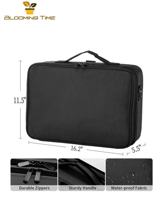 Professional storage partition cosmetic box, travel cosmetic bag waterproof black