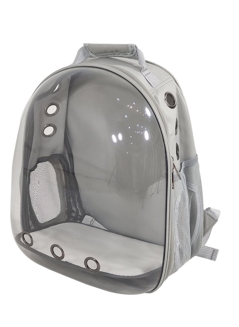 Pet carrier backpack for Travel, Hiking, and Outdoor activities, Portable pet carrier bag with breathable space, Transparent pet travel backpack for cats and dogs (Grey)