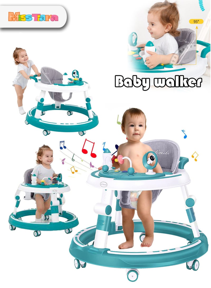 4 In 1 Multifunctional Height Adjustable Baby Walker With Removable Music Tray Toys, 6 - 18 Months