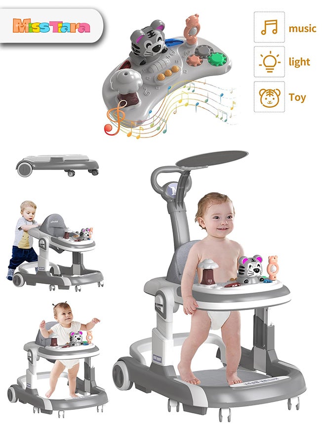 4 In 1 Baby Walker With Parent Push Handle And Big Comfortable Seat Cushion