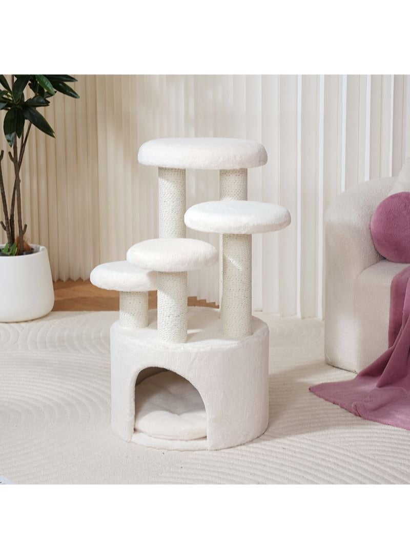 PETSBELLE High-End Medium Cat Tree Tower, Scratching Posts, Cat Condo, Cat Bed, Removable Soft Cushion, Super Stable, Mushroom Style (48*48*85cm)