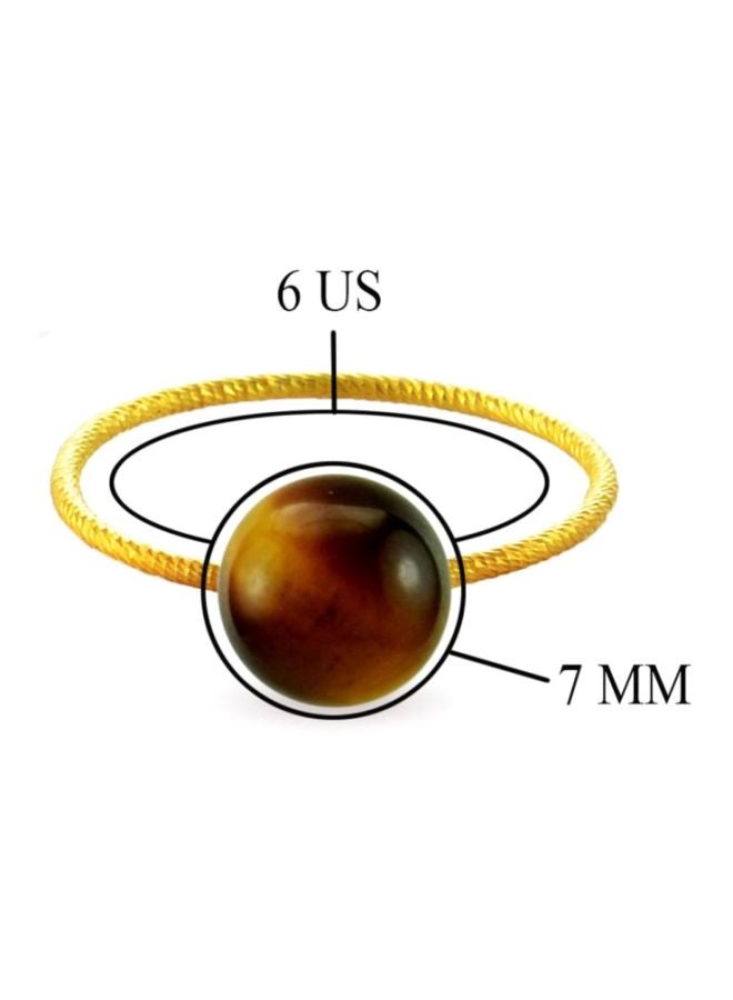 18 Karat Gold Simple Tiger Eye Ring