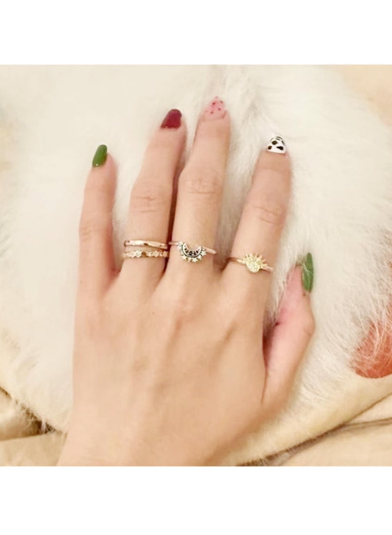 Ring Set for Women, Adjustable Sun and Moon Celestial Jewelry, Stackable Rings, Perfect Friendship Gifts, Matching for Best Friends, Ideal for Teen Girls