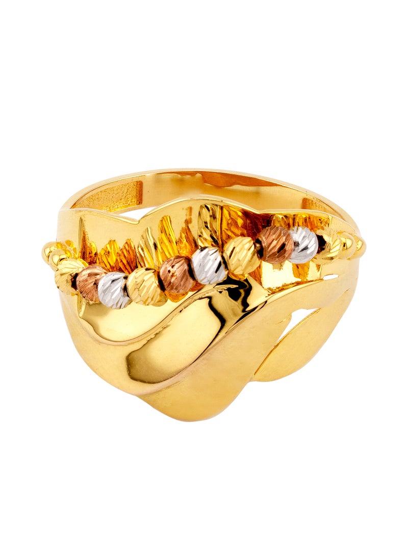 Tri Color Swirl 21K Gold Ring