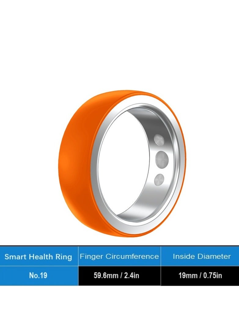 Smart Health Ring for Health Monitor Sleep Monitoring Blood Oxygen Heart Rate Calories Burned Finger Temperature Step Tracker Newest Intelligent Wearable Device Wireless Charging Orange No.19