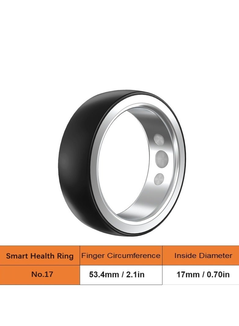 Smart Health Ring Newest Intelligent Wearable Device for Health Monitor Sleep Monitoring Blood Oxygen Heart Rate Calories Burned Finger Temperature Step Tracker Wireless Charging Black No.17