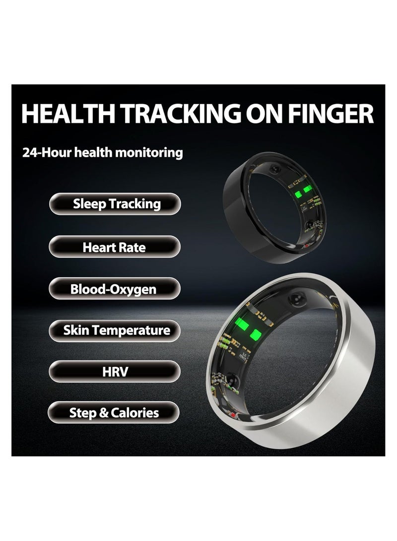 Smart Health Ring for Health Monitor Sleep Monitoring Blood Oxygen Heart Rate Calories Burned Finger Temperature Step Tracker Newest Intelligent Wearable Device Wireless Charging Orange No.21