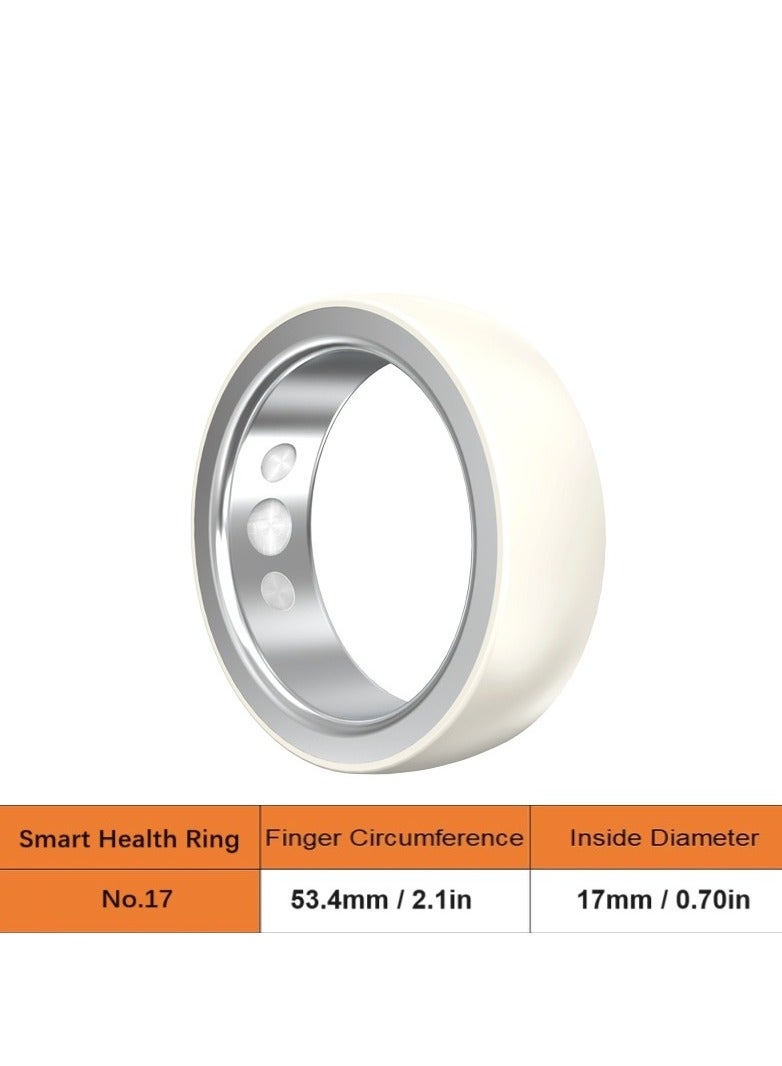 Smart Health Ring for Health Monitor Sleep Monitoring Blood Oxygen Heart Rate Calories Burned Finger Temperature Step Tracker Newest Intelligent Wearable Device Wireless Charging White No.17