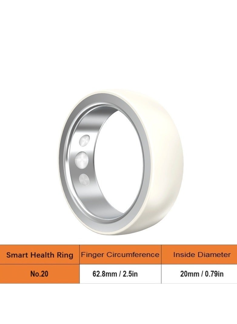 Smart Health Ring for Health Monitor Sleep Monitoring Blood Oxygen Heart Rate Calories Burned Finger Temperature Step Tracker Newest Intelligent Wearable Device Wireless Charging White No.20