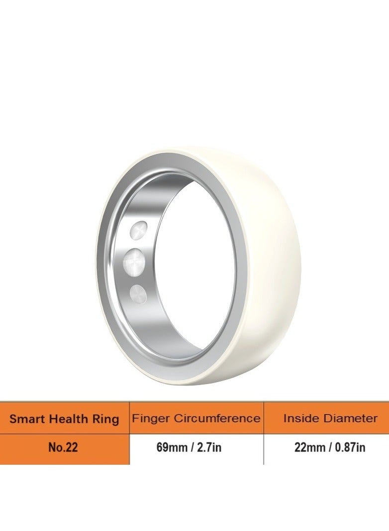 Smart Health Ring for Health Monitor Sleep Monitoring Blood Oxygen Heart Rate Calories Burned Finger Temperature Step Tracker Newest Intelligent Wearable Device Wireless Charging White No.22