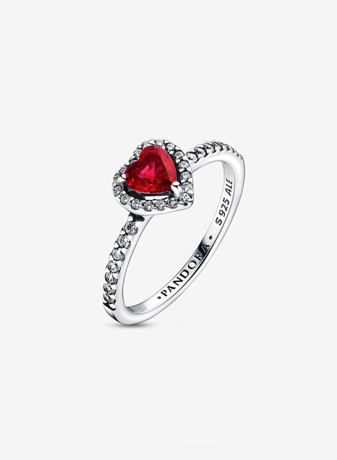 Pandora Timeless Women's Classic Cubic Zirconia Sparkling Luxury Red Heart 925 Silver Ring 198421C02