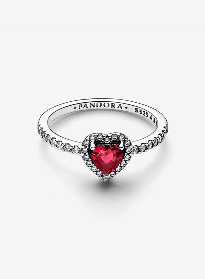 Pandora Timeless Women's Classic Cubic Zirconia Sparkling Luxury Red Heart 925 Silver Ring 198421C02