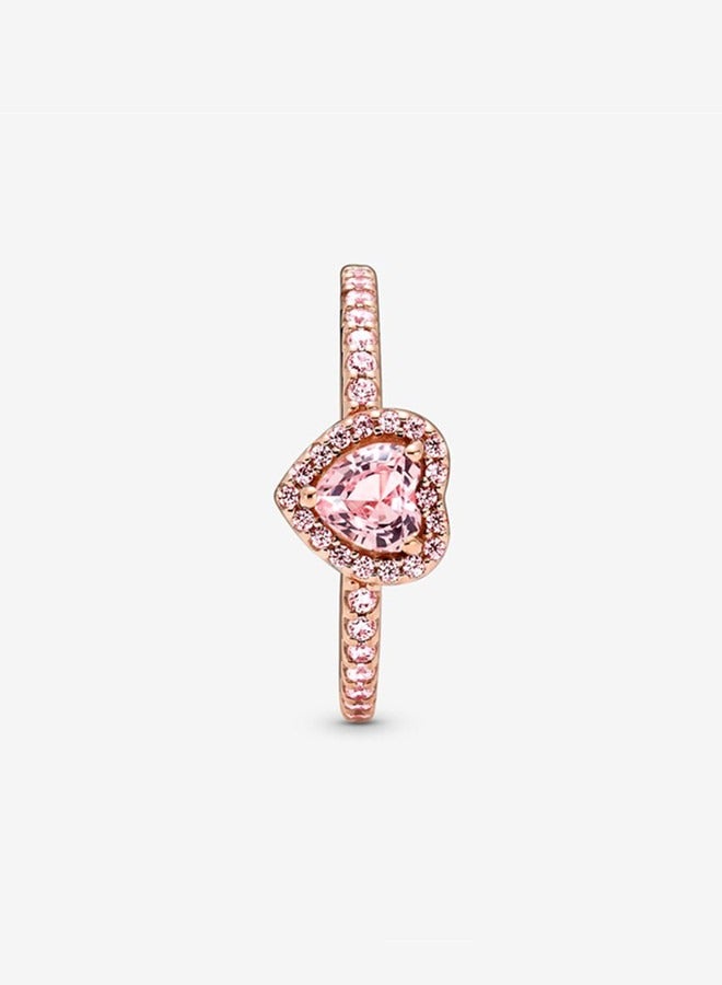 Pandora Timeless Women's Classic Cubic Zirconia Rose Gold Copper Silver Alloy Shining Heart of Joy Ring 188421C04