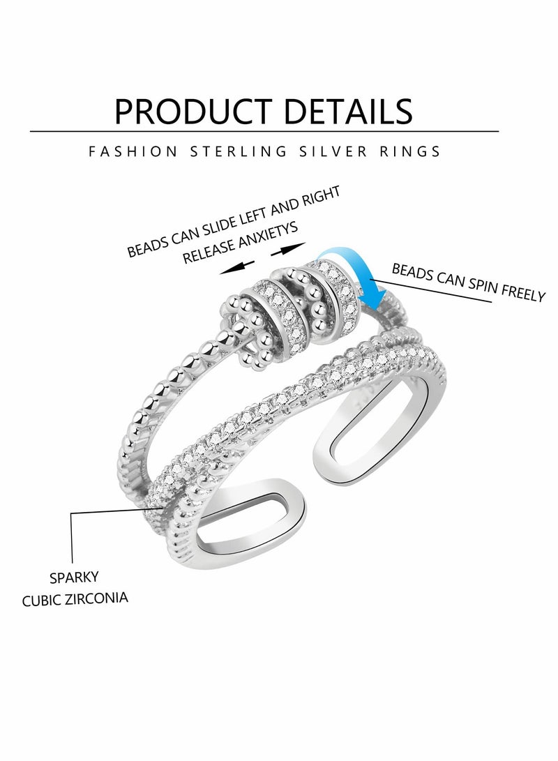 Stainless Steel Spinner Ring for Women Mens Fidget Band Rings