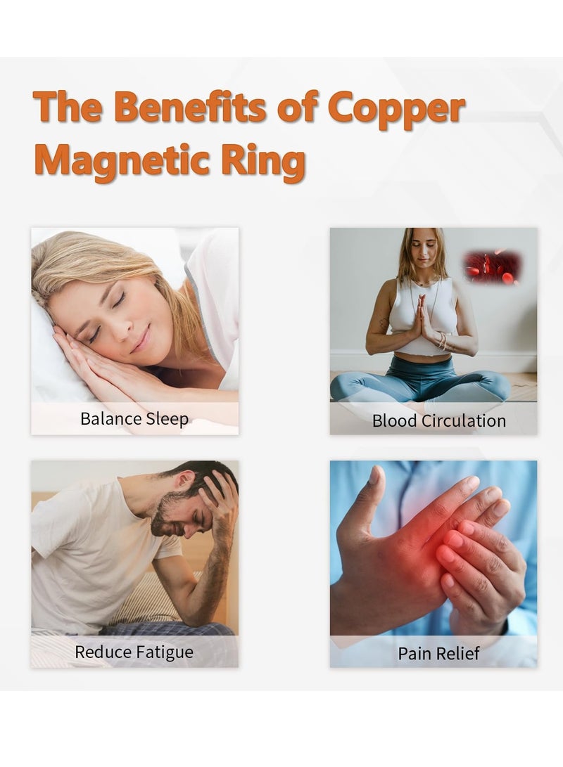 Pure Copper Magnetic Rings for Women, 4 PCS Adjustable Copper Rings with Strong Magnets, Ideal for Arthritis, Joint Pain, and Lymphatic Drainage