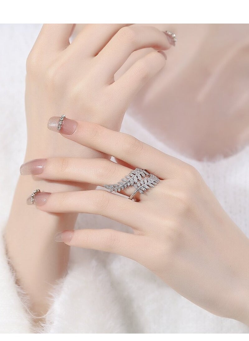 OUYoo Elegant Crystal Studded Ring - Timeless Sparkle for Women and Girls