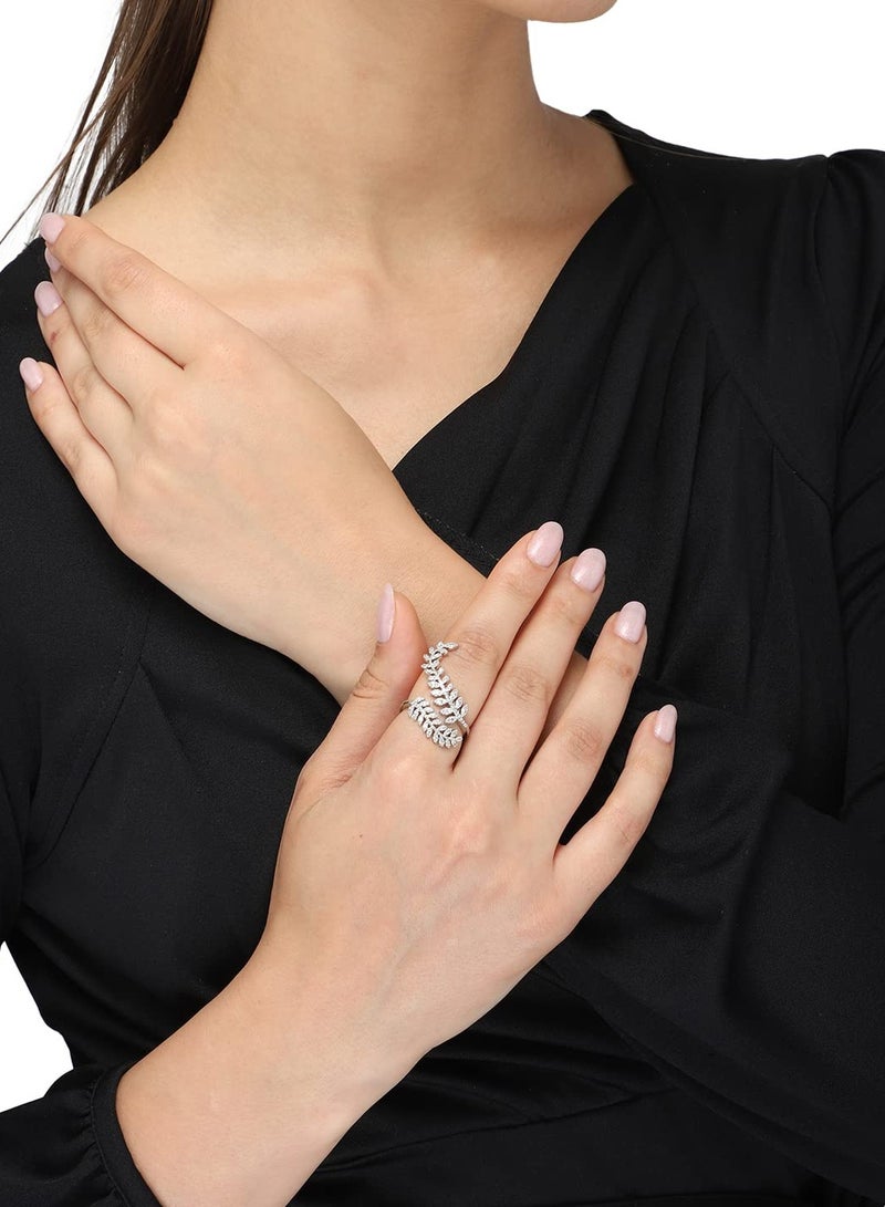 OUYoo Elegant Crystal Studded Ring - Timeless Sparkle for Women and Girls