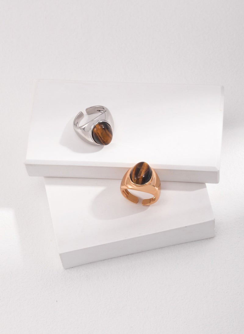 Tiger's eye stone sterling silver ring(gold)