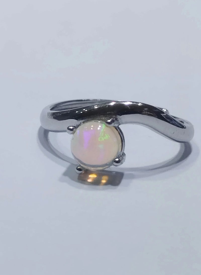 Fashion women 925 sterling silver with natural opal gem stone ring，size adjustable