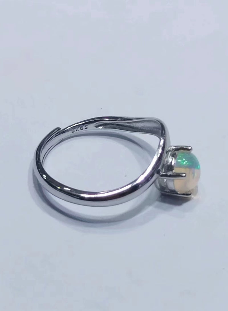 Fashion women 925 sterling silver with natural opal gem stone ring，size adjustable