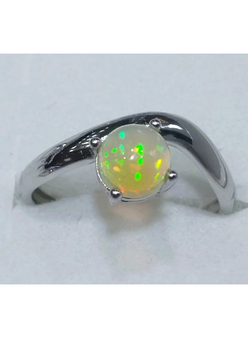 Fashion women 925 sterling silver with natural opal gem stone ring，size adjustable