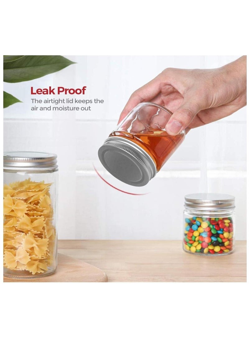 12Pcs 8oz Glass Jar, with a sealed metal regular lid , a sealed clear glass jar, used for desserts, seasonings, honey, jam, jelly