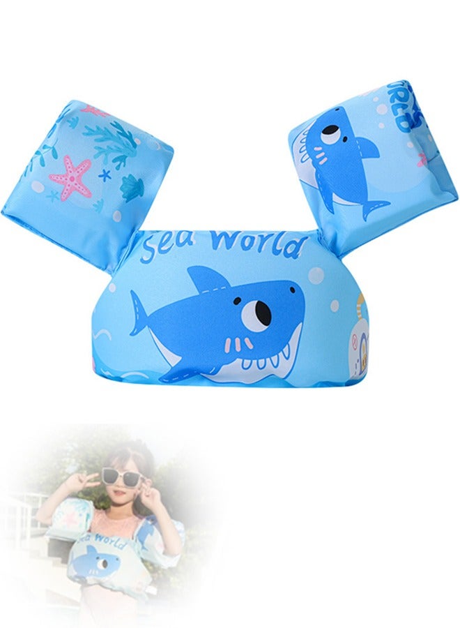 Kids Swim Vest Toddler Floaties for 30-55lbs/2-6 Year Old Girls and Boys Swimming Arm Band Pool Float Jacket with Water Wings and Shoulder Strap for Children Learn to Swim Aid (Baby Shark)