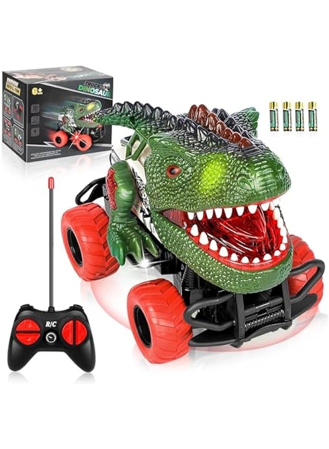 Dinosaur Car Toy, Dinosaurs Remote Control Cart, Long Range Electric Cart,Dinosaur Toy Car for Kids,Rubber Tires,Gifts for Children from 3 to 16 Years Old