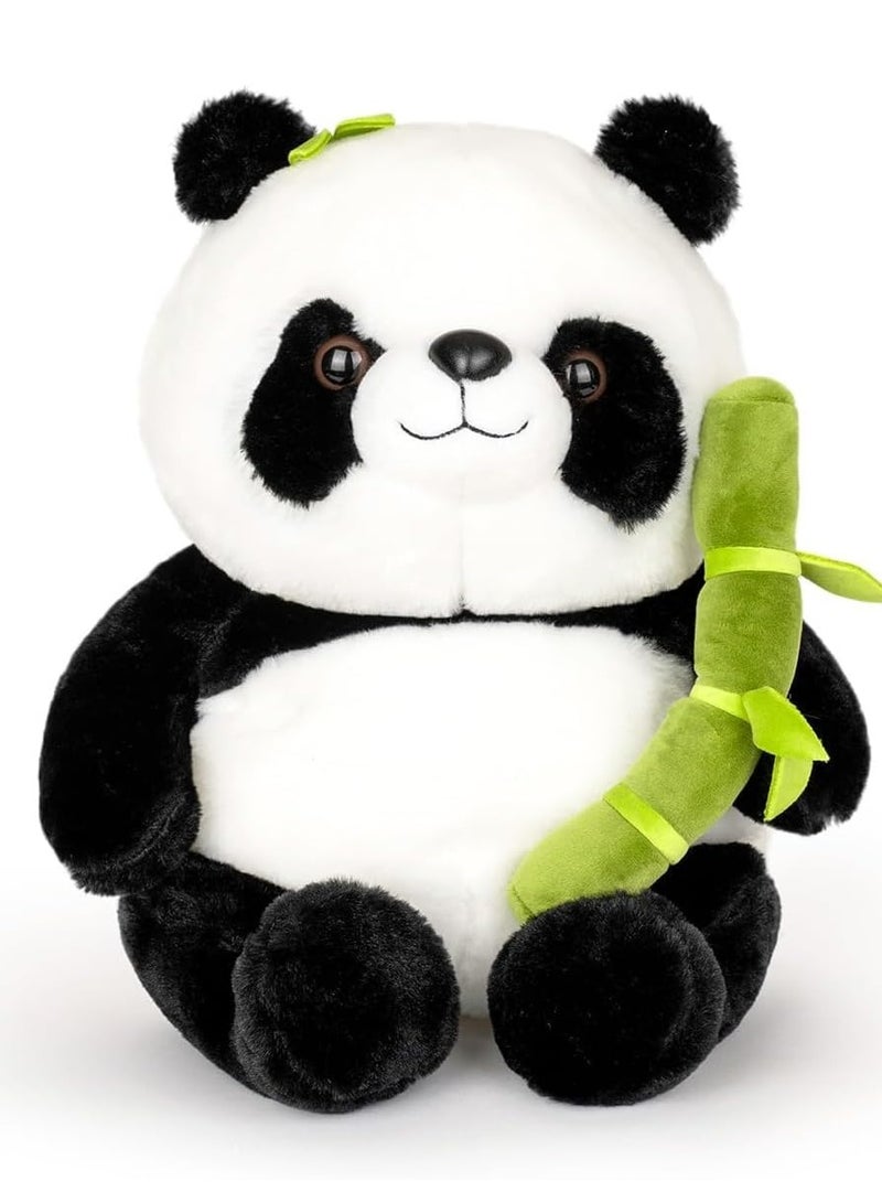 Panda Stuffed Animal 9'' Bear Plush Toys with Bamboo Plushies Cute Doll Gifts Black and White