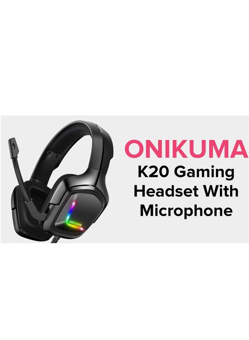 K20 Gaming Wired Headset With Microphone For PS4/PS5/XOne/XSeries/NSwitch/PC