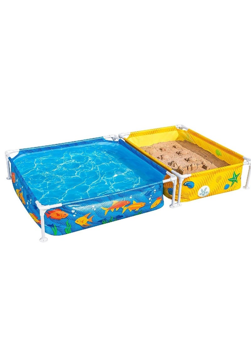 My First Frame Pool And Sandpit, Have An Exciting Backyard Fun, Made Up Of Steel, Pvc And Polyster Maetrial For Durability, Capacilty Of 365 L.  213X122X305Cm