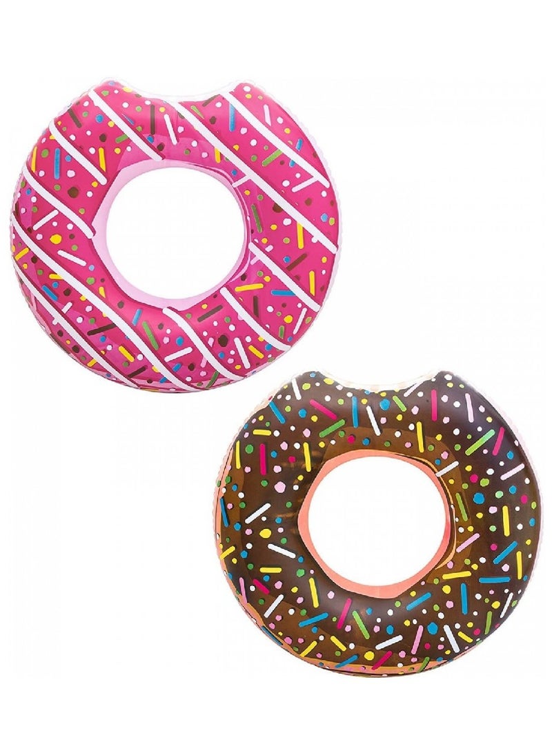 Swim Ring Donut, Designed For Swimmer Aged 10+, Aristic Donut Design And Graphics, Easy To Inflate/Deflate. 107Cm, Assorted 1 Piece.