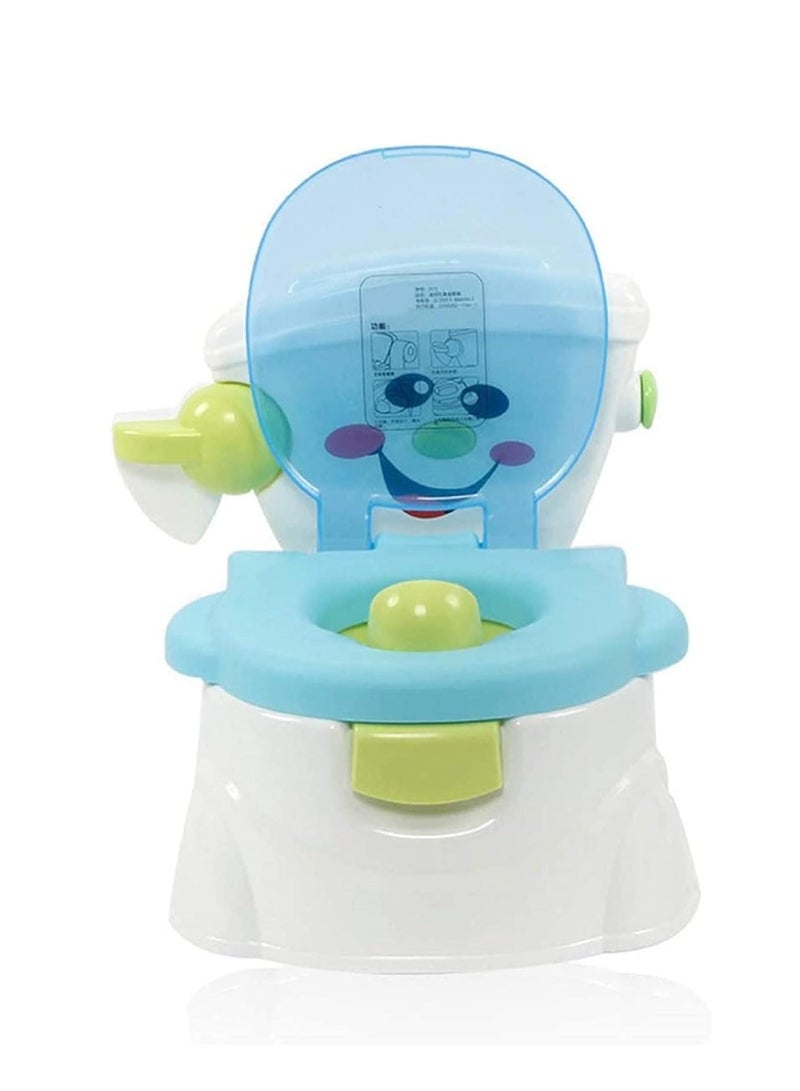 Portable Potty Training Seat for Toddler | Kids Travel | Collapsible Potty Baby Indoor/Outdoor Toilet Chair with Lid High Back Support Age up to 7 Years Realistic Looks. Easy to Clean (BLUE)